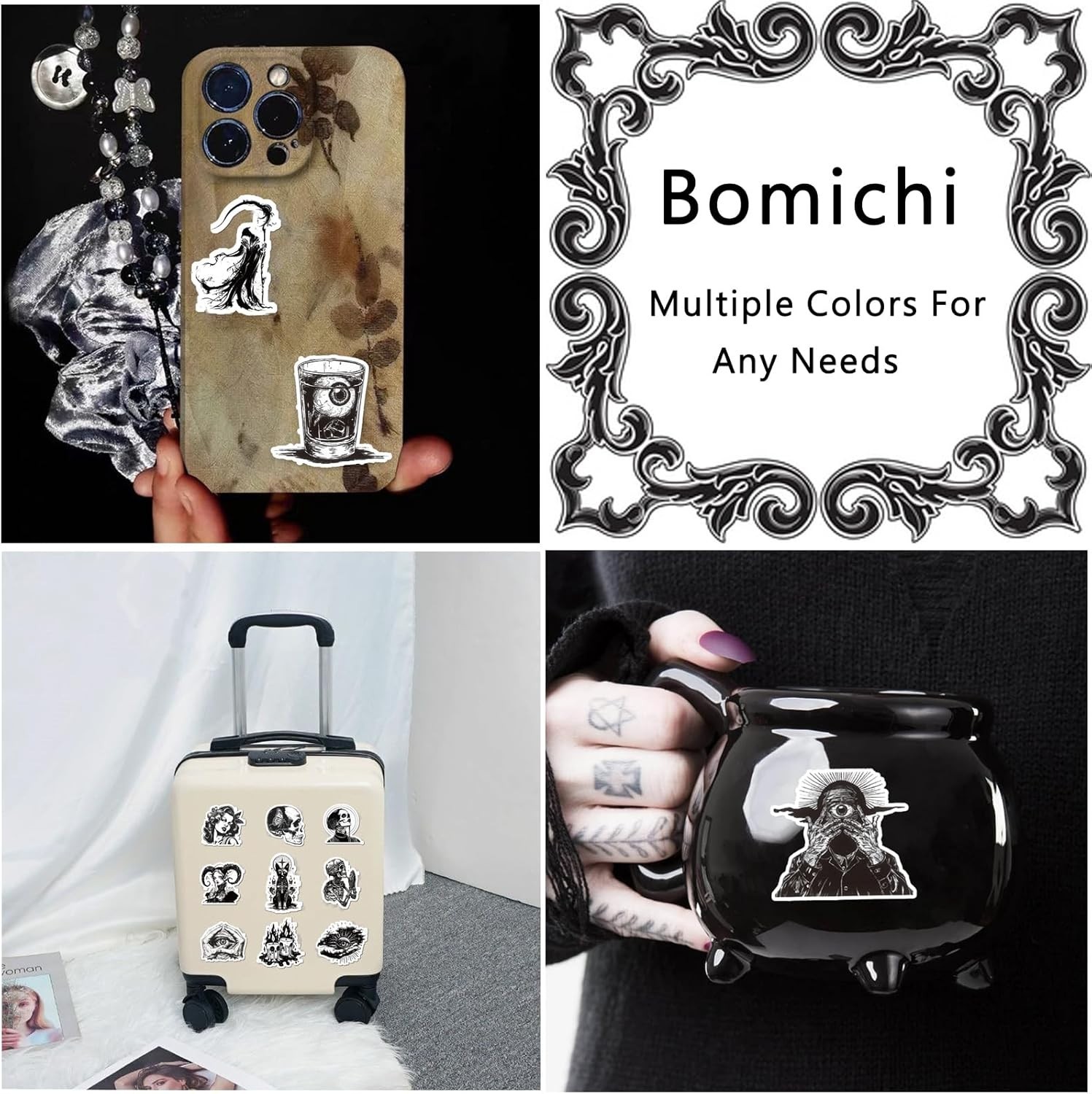 Goth Sticker Lot 100 Stickers Horror Halloween Gothic Black And White Skulls New