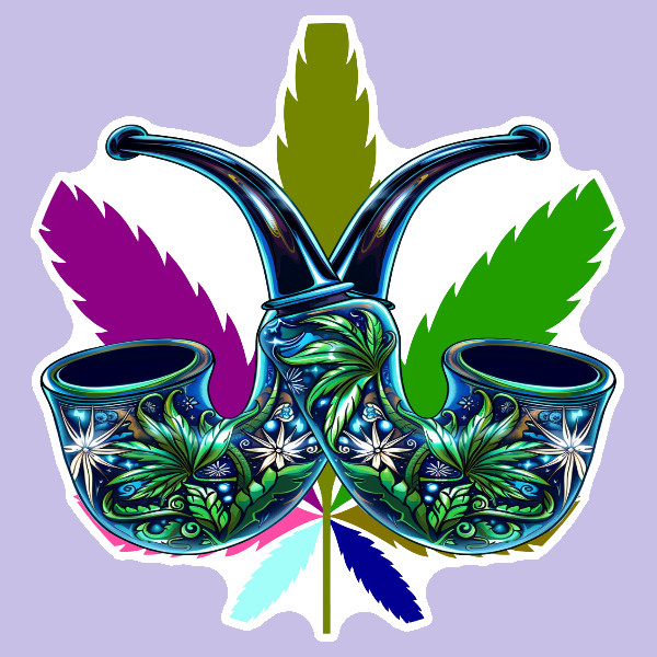 Pot Leaf Twin Pipe Weed Sticker Weatherproof Vinyl Decal Stoner Art Marijuana