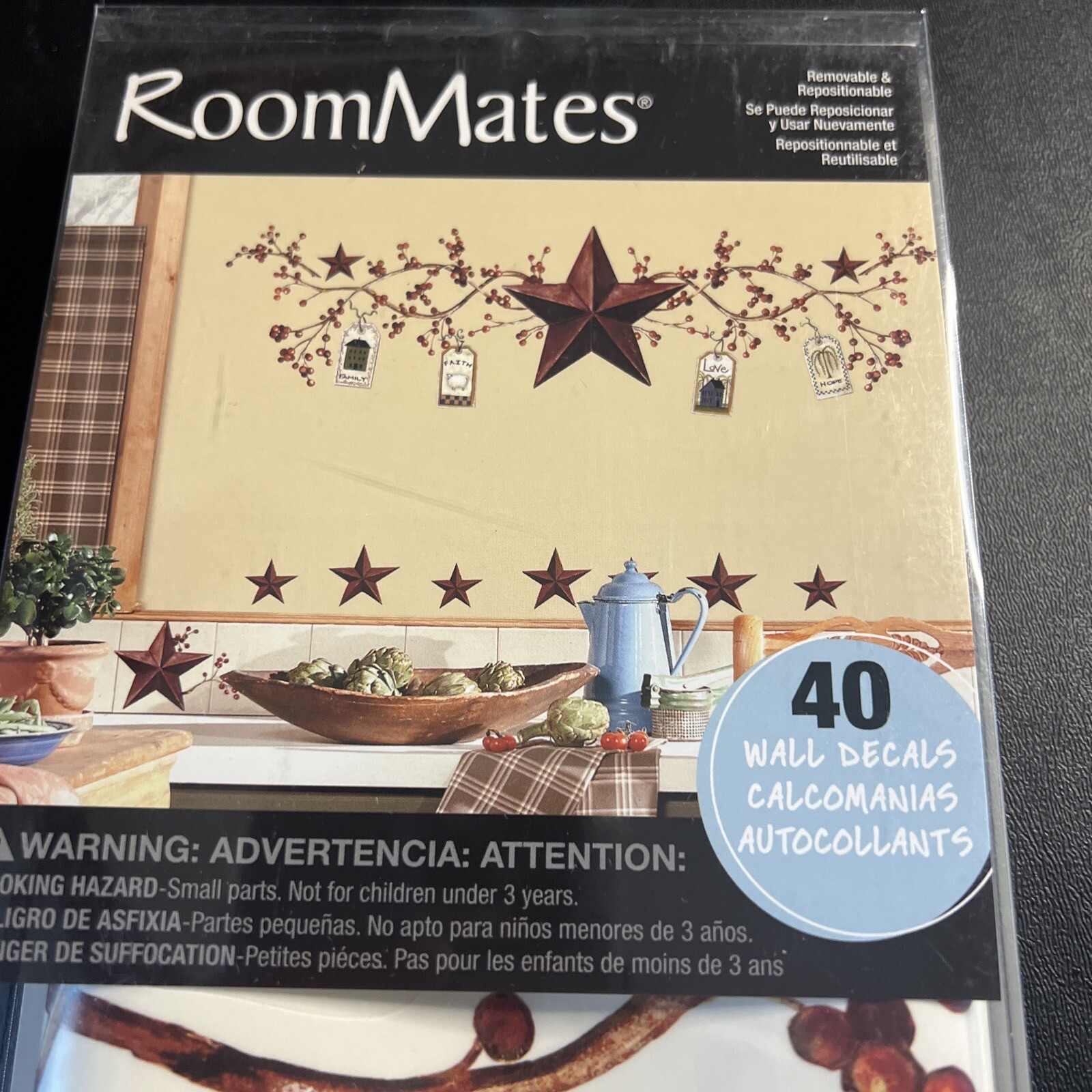 NEW RoomMates Country Stars & Berries Peel and Stick Wall Decals
