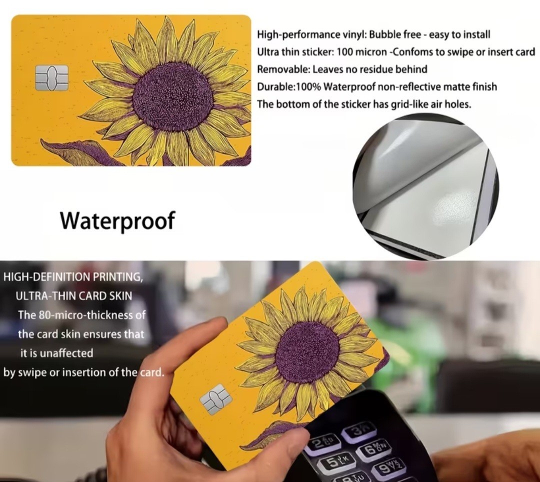 The Sunflower Credit Card Skin Yellow Gold Sticker Free Shipping US Seller
