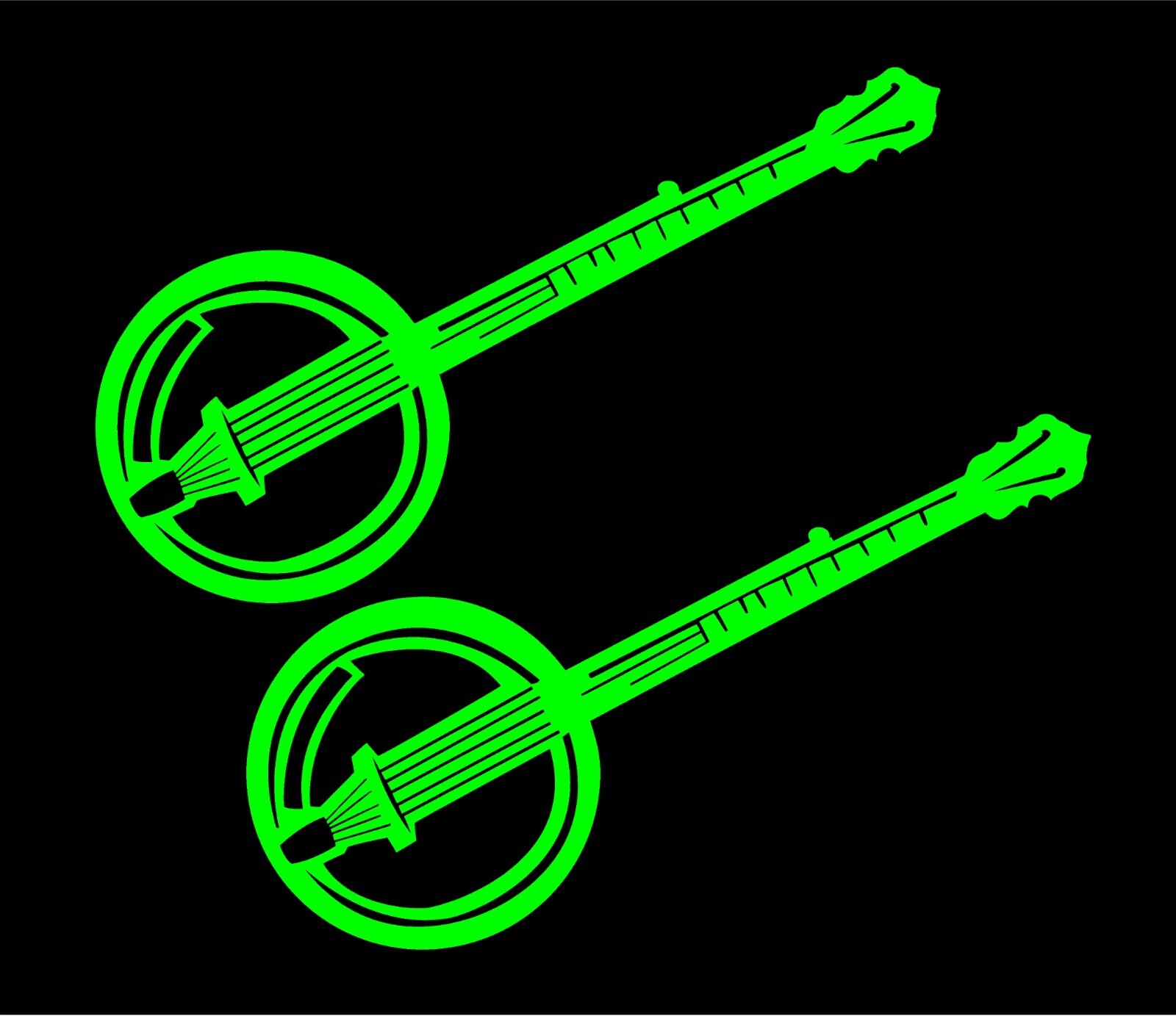 Banjo Decals Set of Two Car Vinyl Bluegrass Country Old Time Music Sticker