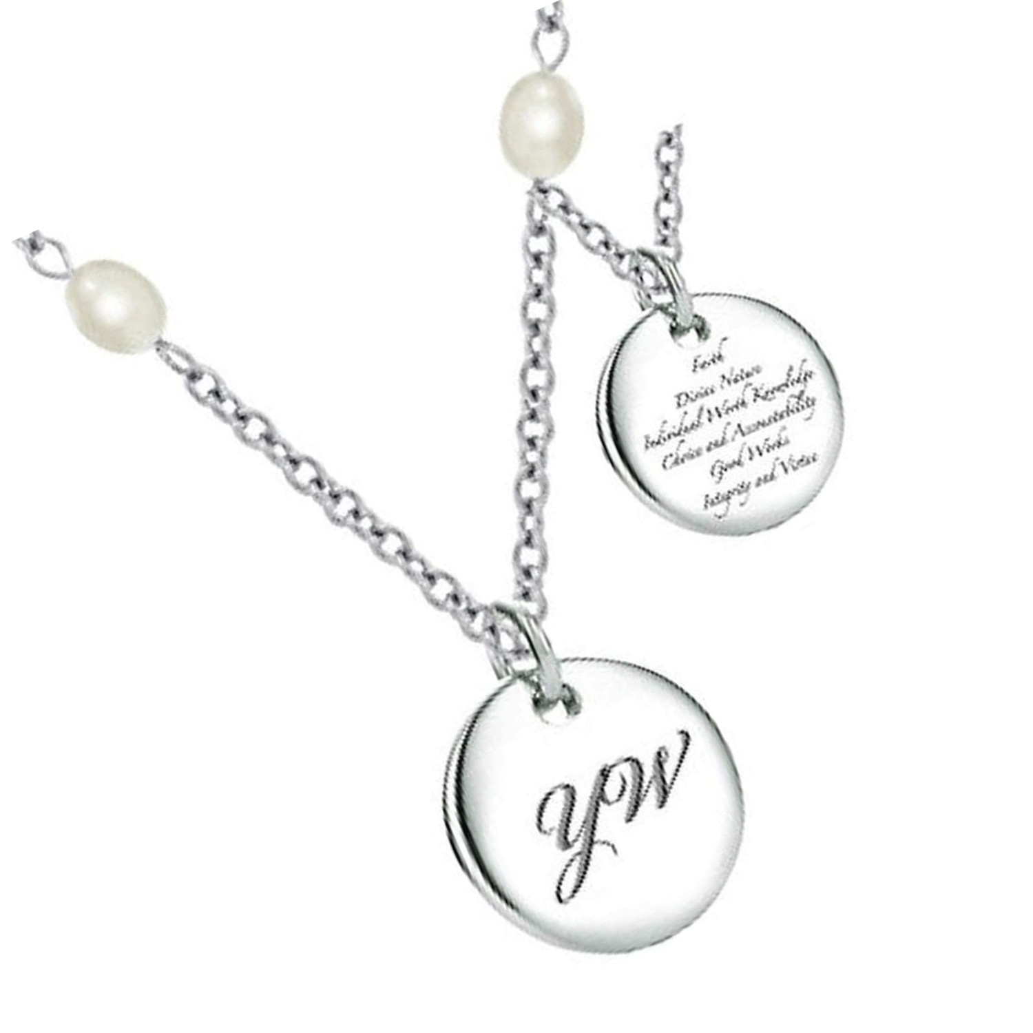 K12N Necklace Women Stainles Steel Pearl Chain Mormon One Moment In Time LDS CTR
