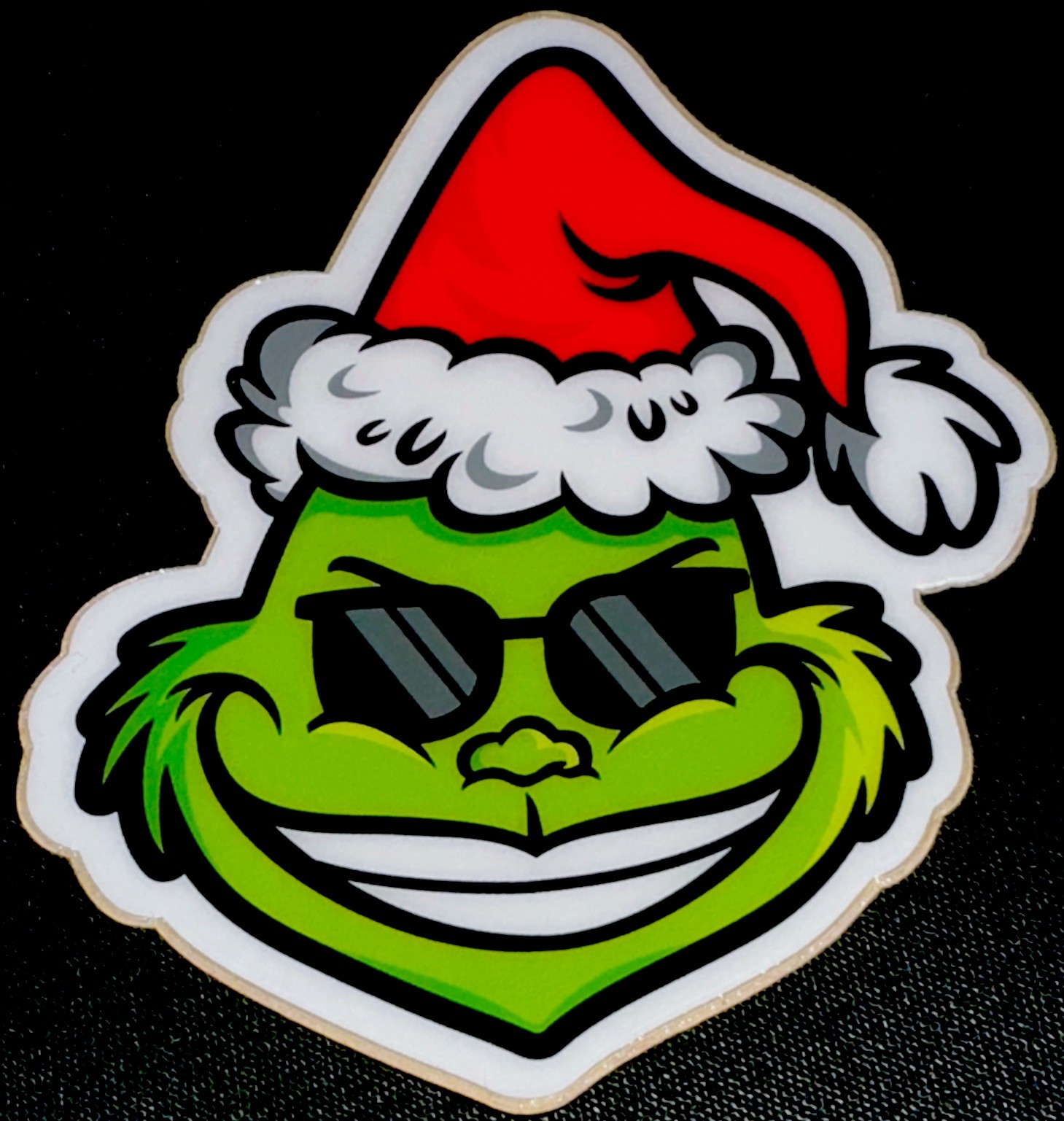 GRINCH STICKER✨💚🎅🏻💚✨3 3/4” X 3 1/4”✨THICK & GLOSSY✨SANTA✨SMILE✨AWESOME✨❤️