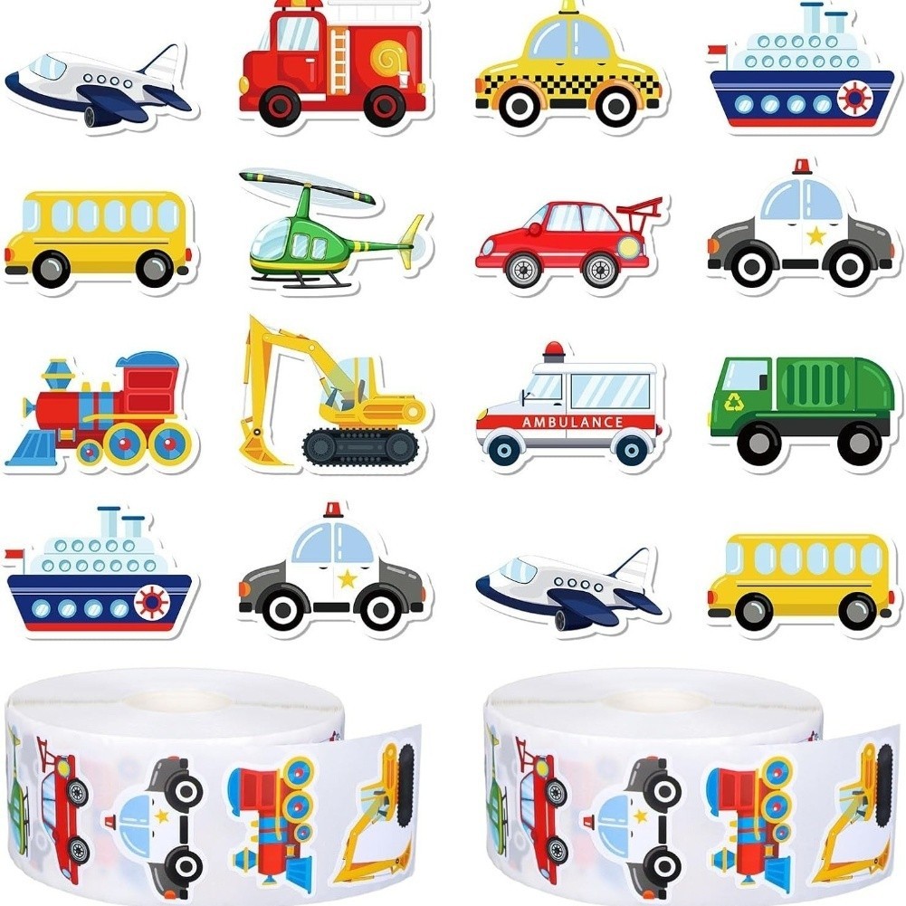 Children Cartoon Transport Stickers for For cars Buses Trucks and Planes Roll