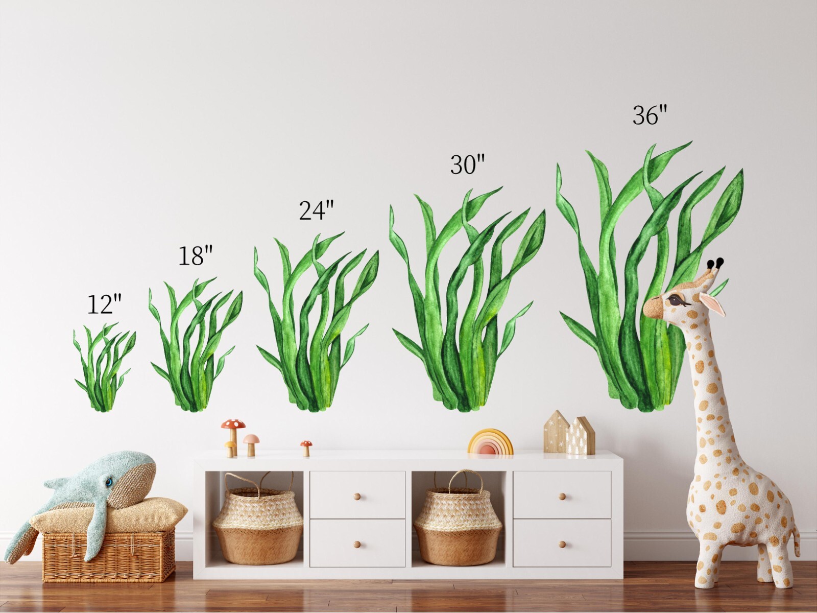 Green Seaweed Wall Decal Ocean Sea Life Removable Fabric Wall Sticker