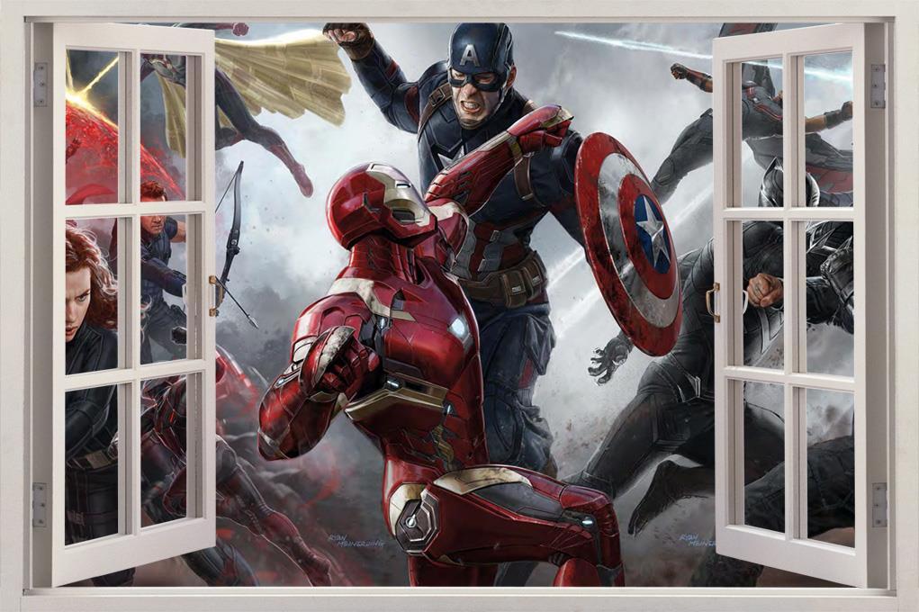 Captain America Civil War Iron Man 3D Window Decal Wall Sticker Art Mural H476