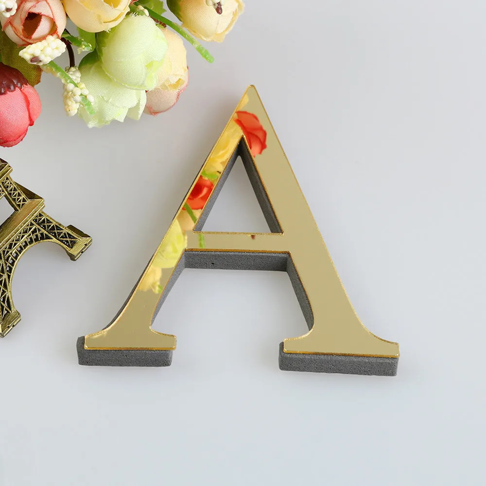 10CM 3D Mirror 26 Letters DIY Acrylic Wall Stickers for Logo Name Alphabet Weddi