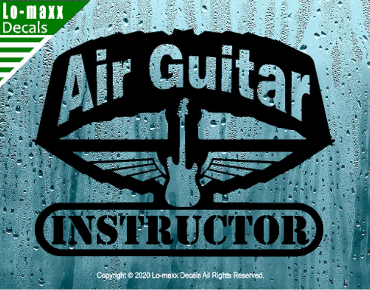 Air Guitar Instructor Rock & Roll Winged Electric Guitar Die Cut Vinyl Decal