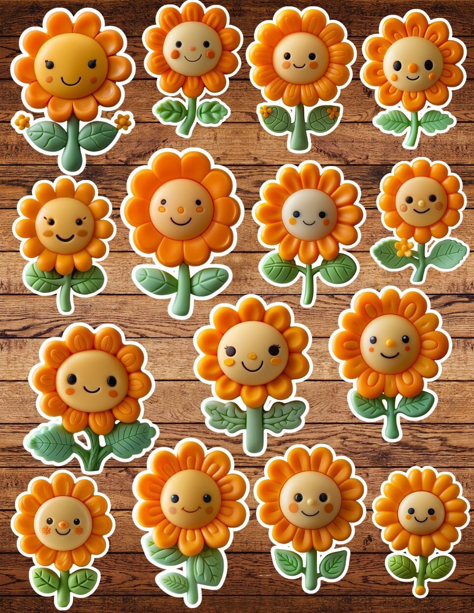 Orange Daisy Flower Die Cut Vinyl Stickers Set Notebook Laptop v
