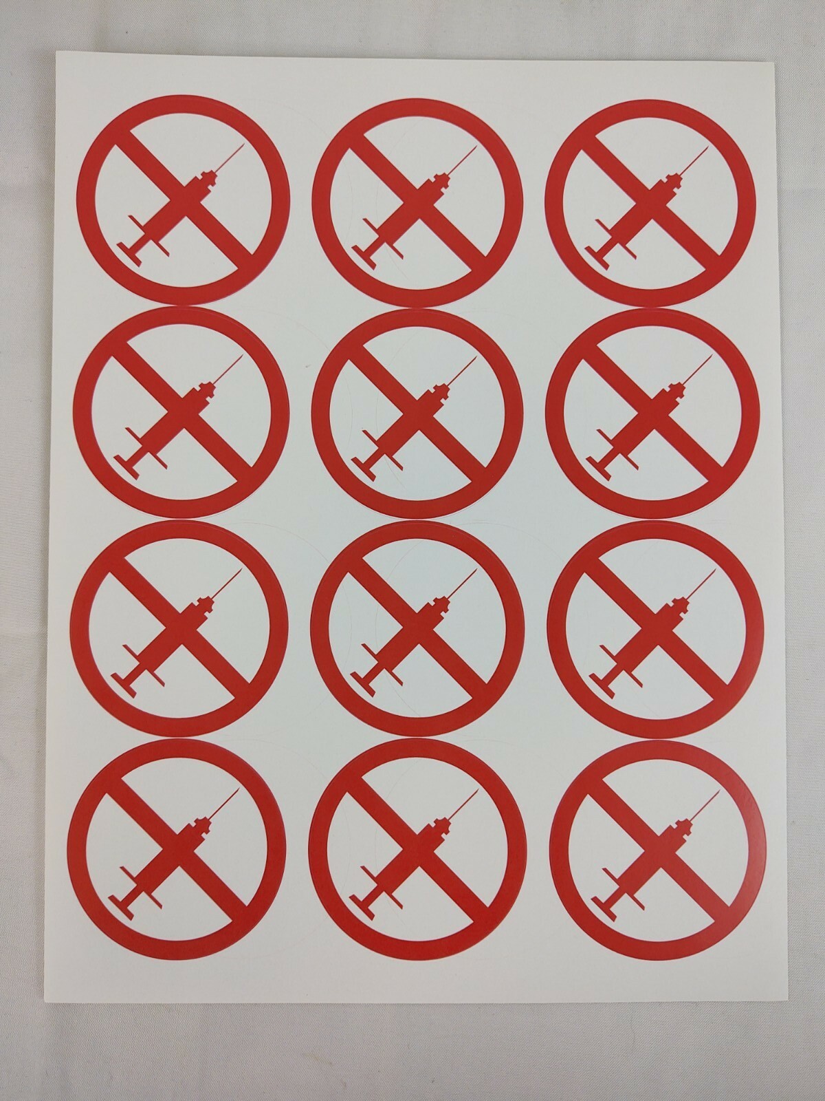 No Syringe Needles Round Trash Can Receptacle Stickers New Sheet Of 12 Stickers
