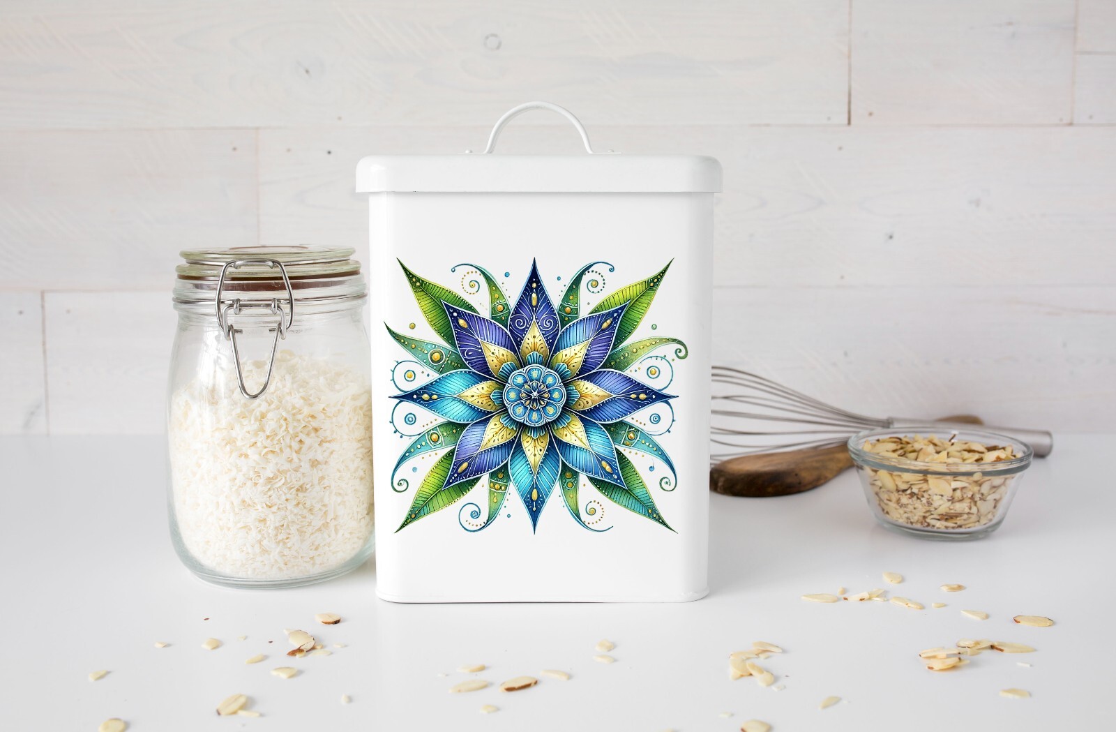 Blue and Yellow Mexican Flowers UV DTF Transparent Sticker / Decal