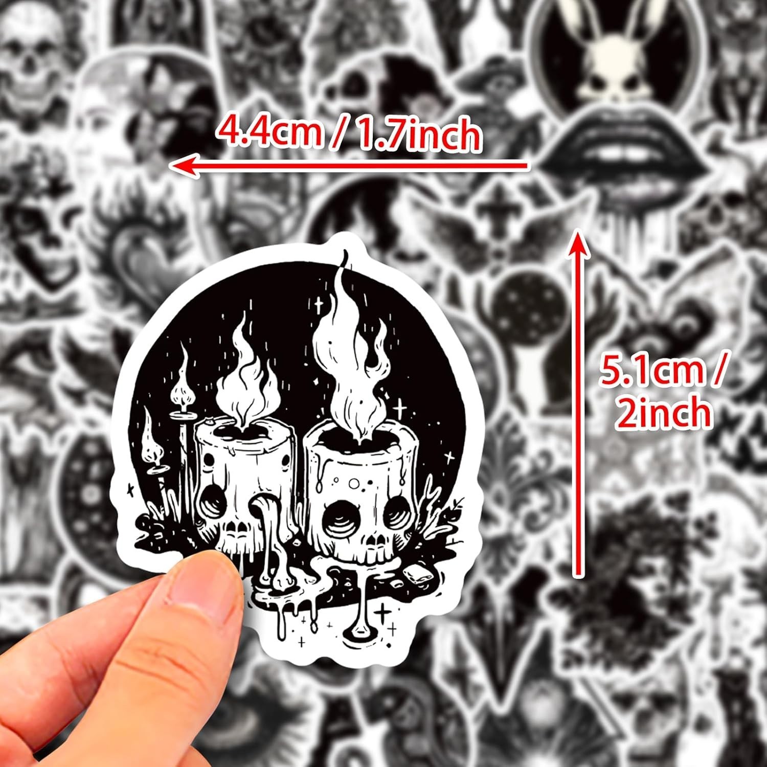 Goth Sticker Lot 100 Stickers Horror Halloween Gothic Black And White Skulls New