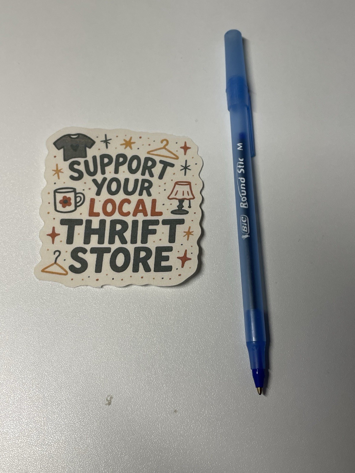 Support Your Local Thrift Store Multicolor Sticker for Wall Laptop Window