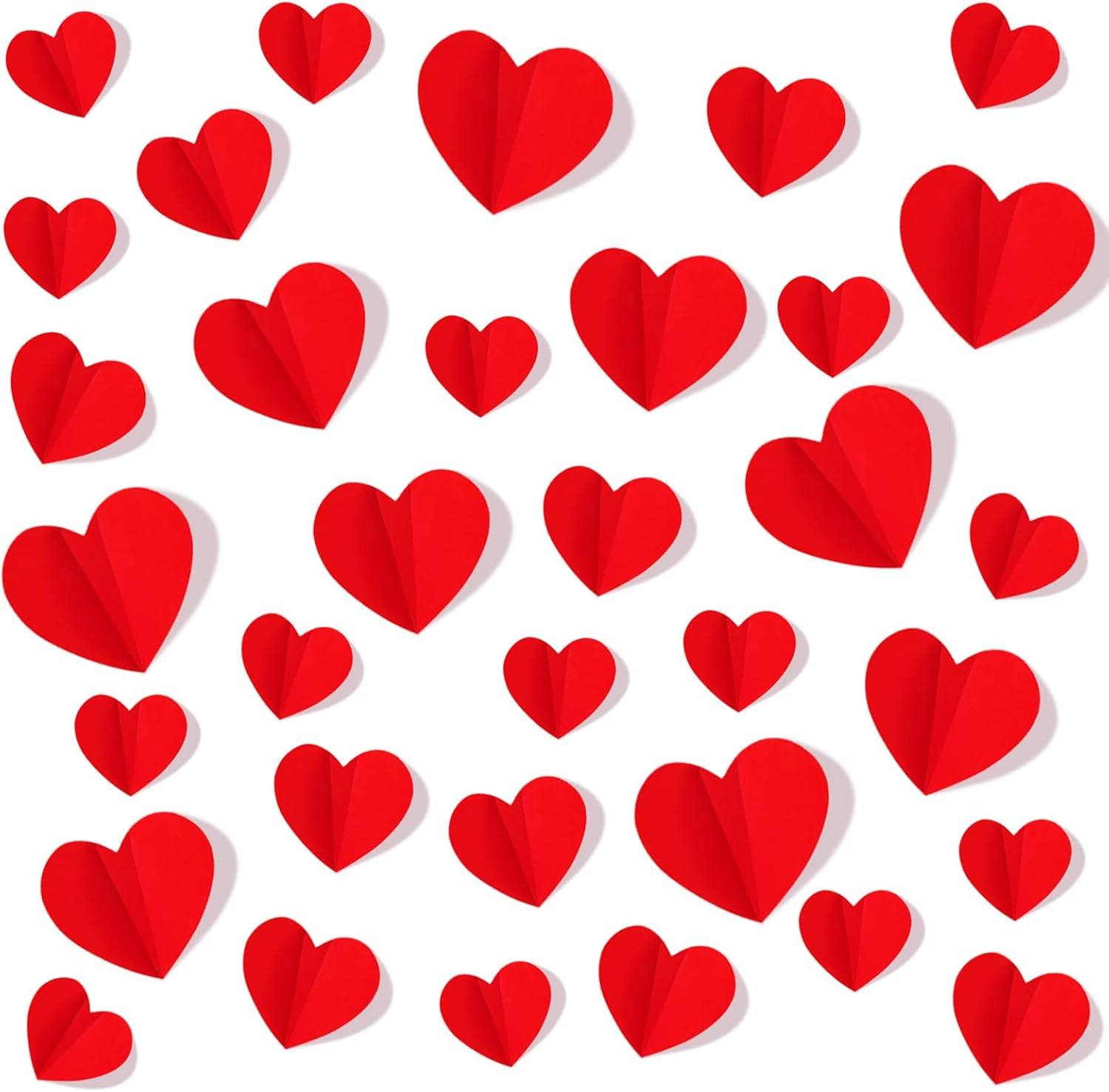 100 PCS 3D Heart Valentines Day Wall Stickers,Waterproof Removable Heart Wall De