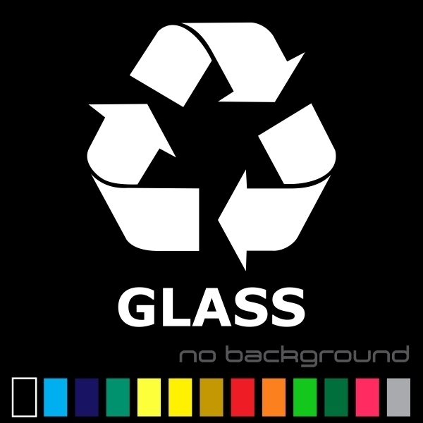 Recycle Glass Sticker Vinyl Decal – Trash Bin Symbol Can Reuse Renew Home Window