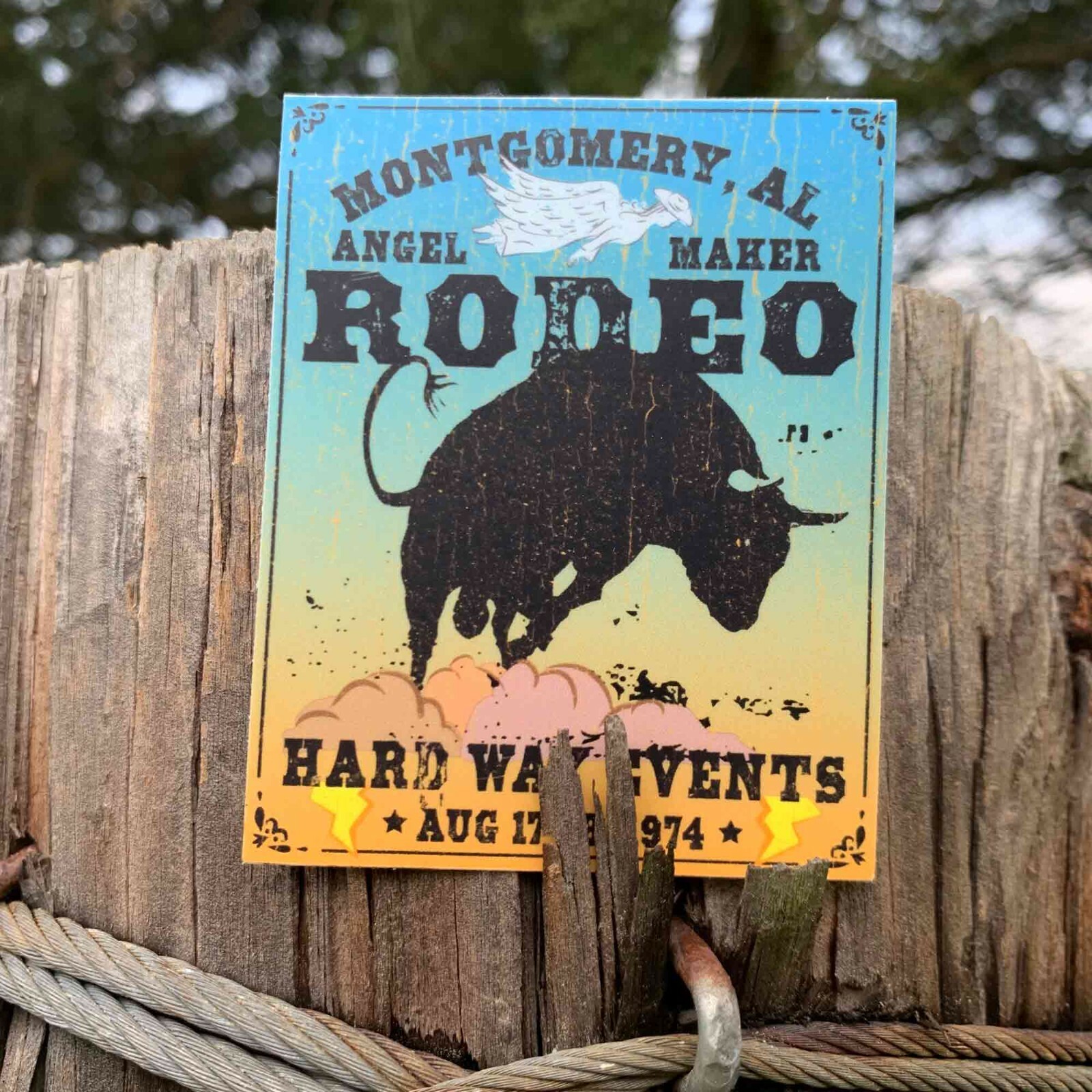 Montgomery Rodeo Premium Stickers & Magnets / Angel Maker Bull, Hard Way Events