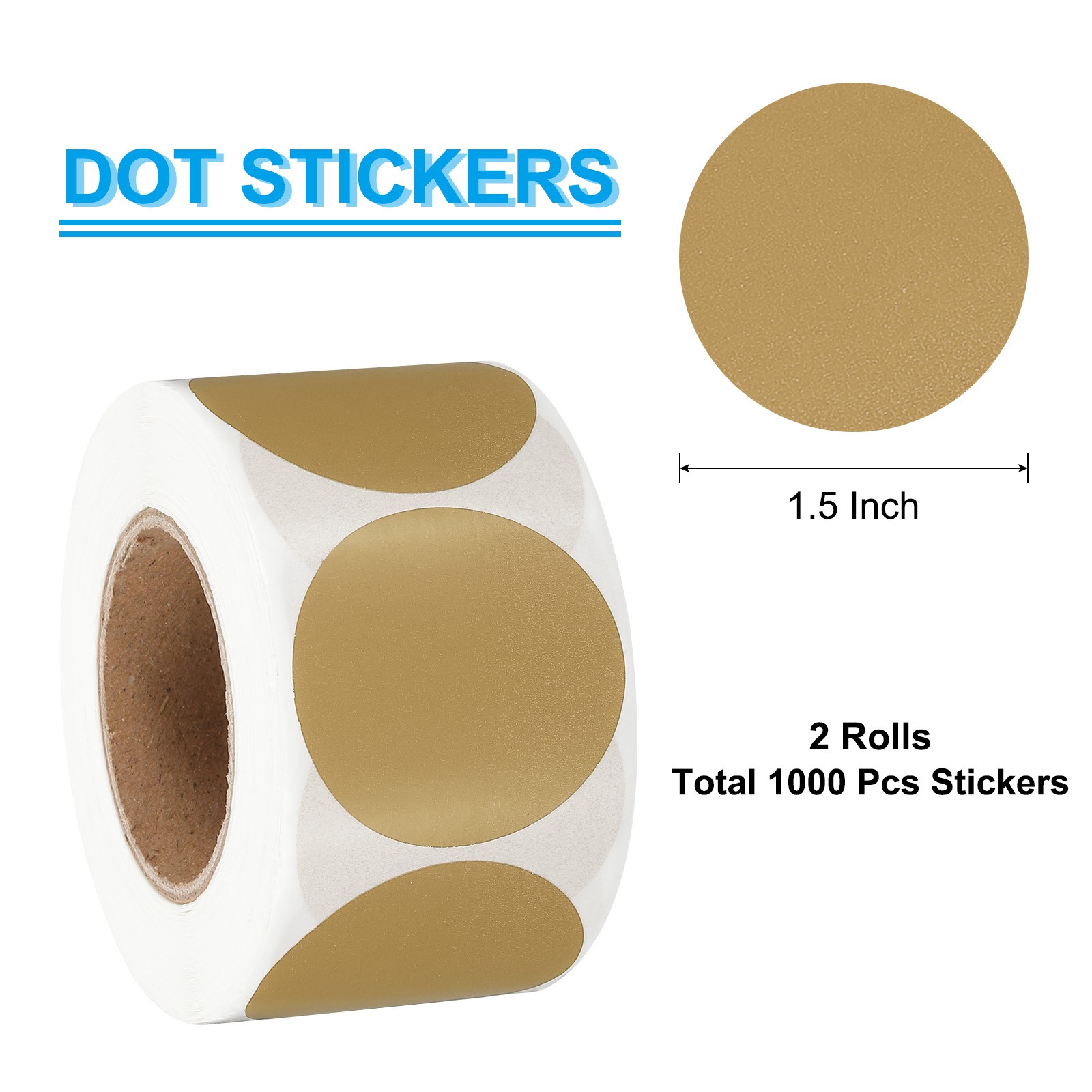 1000Pcs, 1.5 Inch Round Thermal Label Stickers for Business Brown (2Rolls/Total)