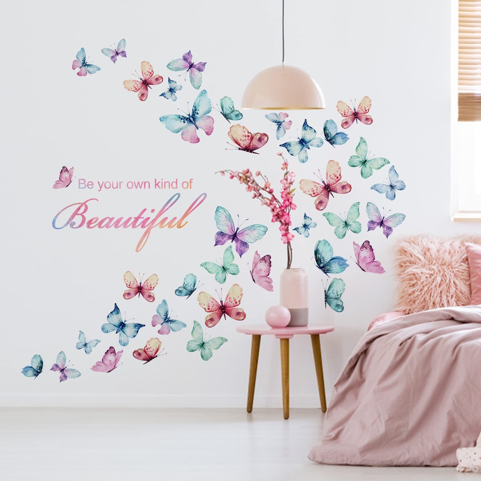 Girls Butterfly Be Your Own Kind of Beautiful Inspirational Quote Wall Decal …
