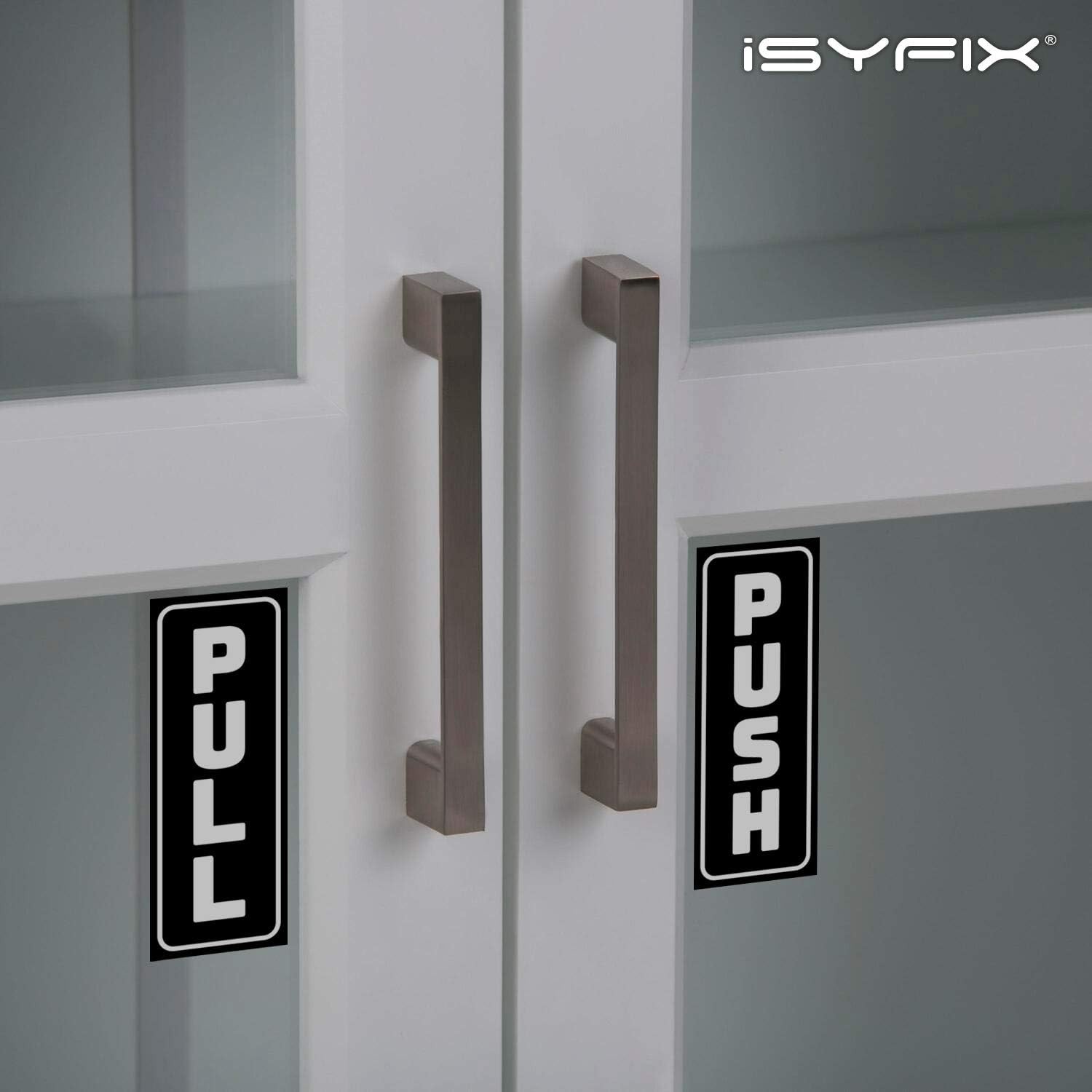 Push Pull Stickers Sign – 2 Pack 2×5 inch -Vertical Decal Self-Adhesive, Blac…