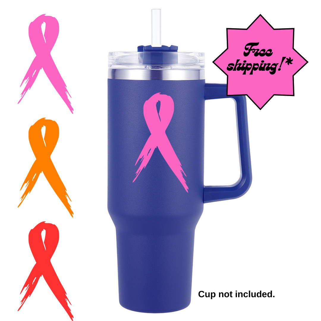 2pcs Breast Cancer Awareness Ribbon Decals – 2"-12" Car, Truck, Laptop, Tablet