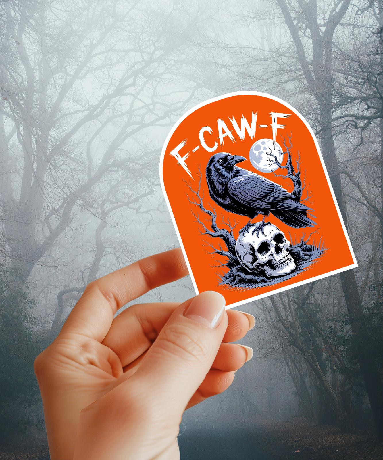 Funny, Sarcastic Halloween 3” “F-Caw-F” Crow Sticker For Tumbler, Laptop