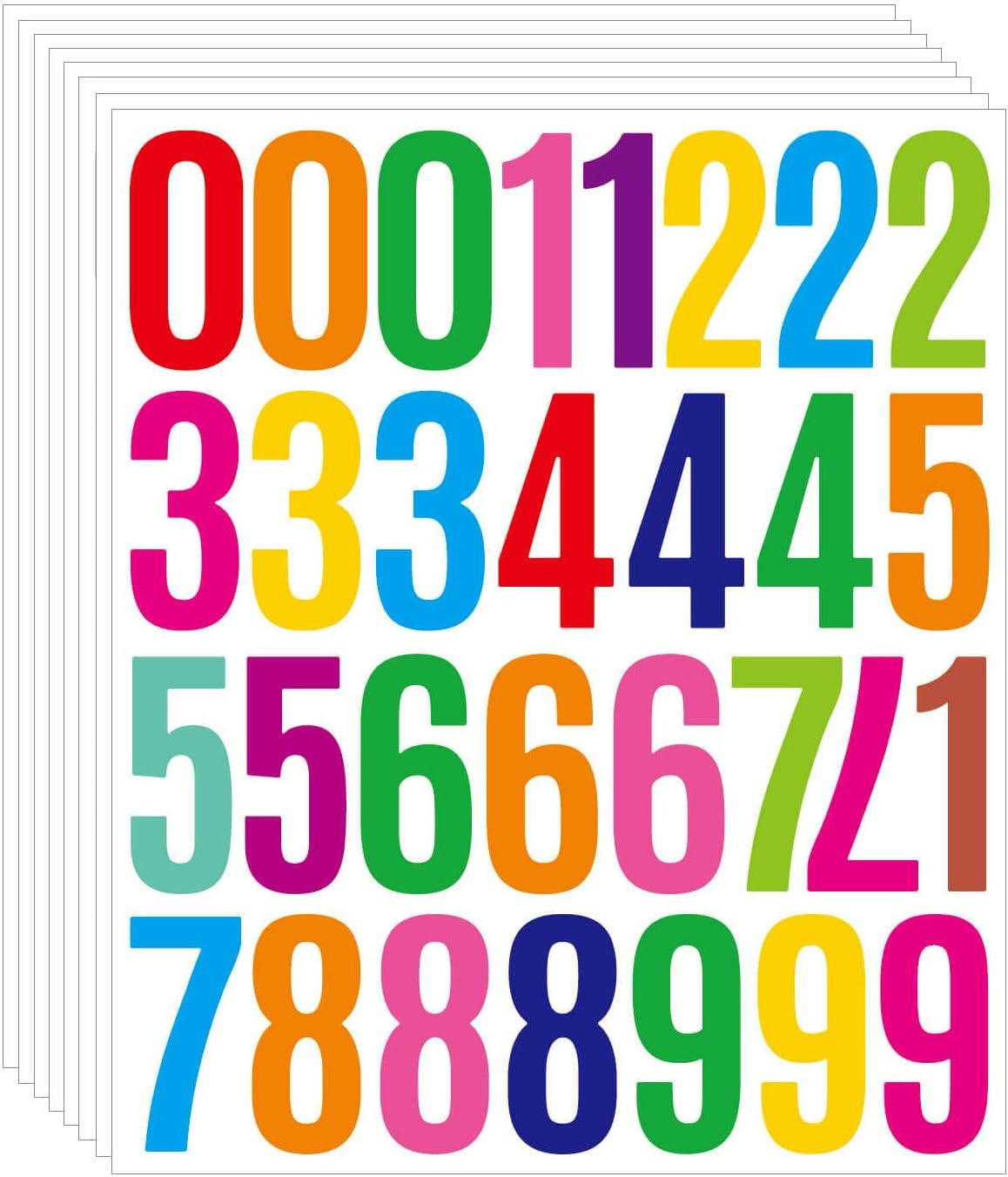 240 Pcs 2 Inch Number Stickers,8 Sheets 0-9 Self-Adhesive Vinyl Waterproof Numbe