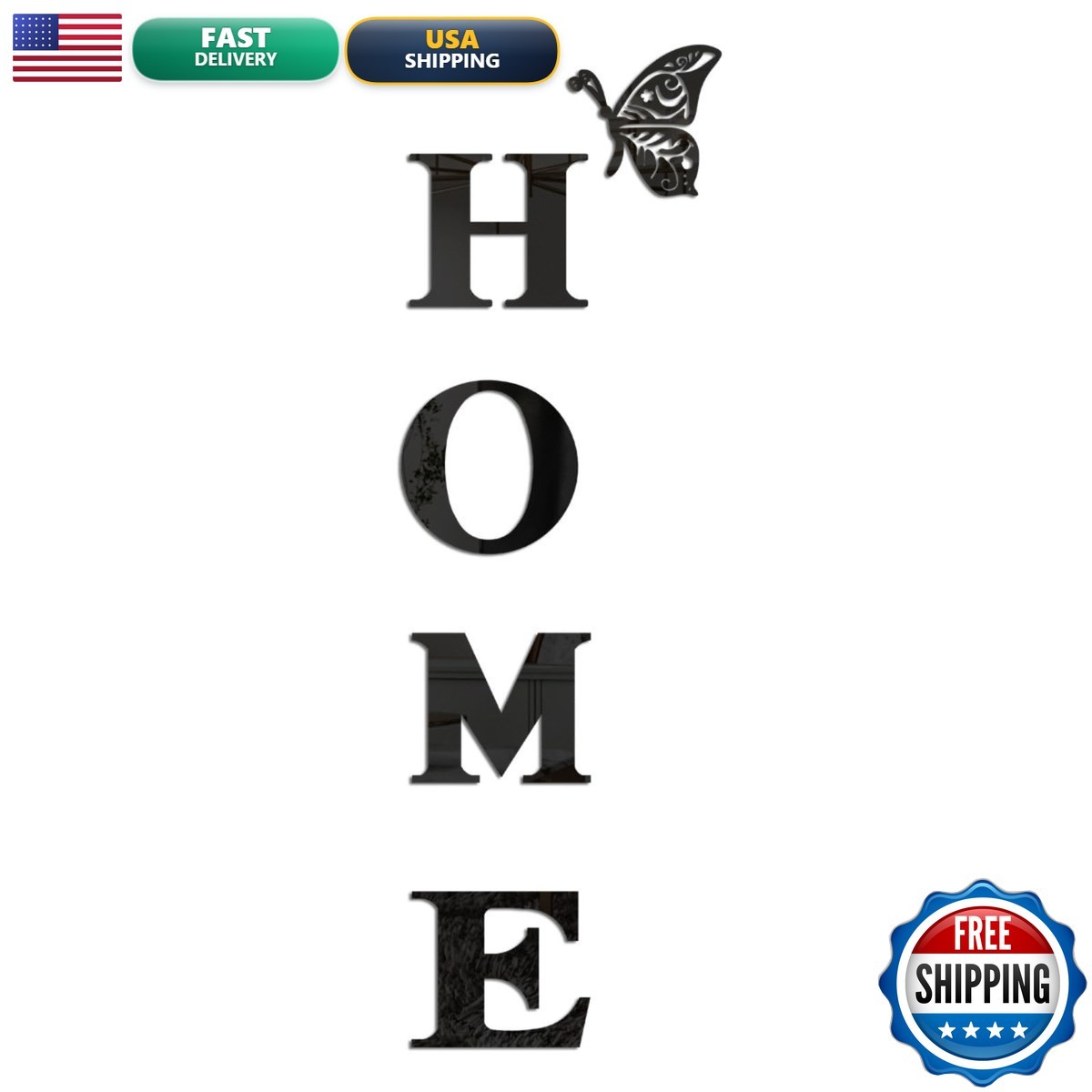 Acrylic Home Letters Wall Décor Mirror Stickers Living Room Bedroom Wall