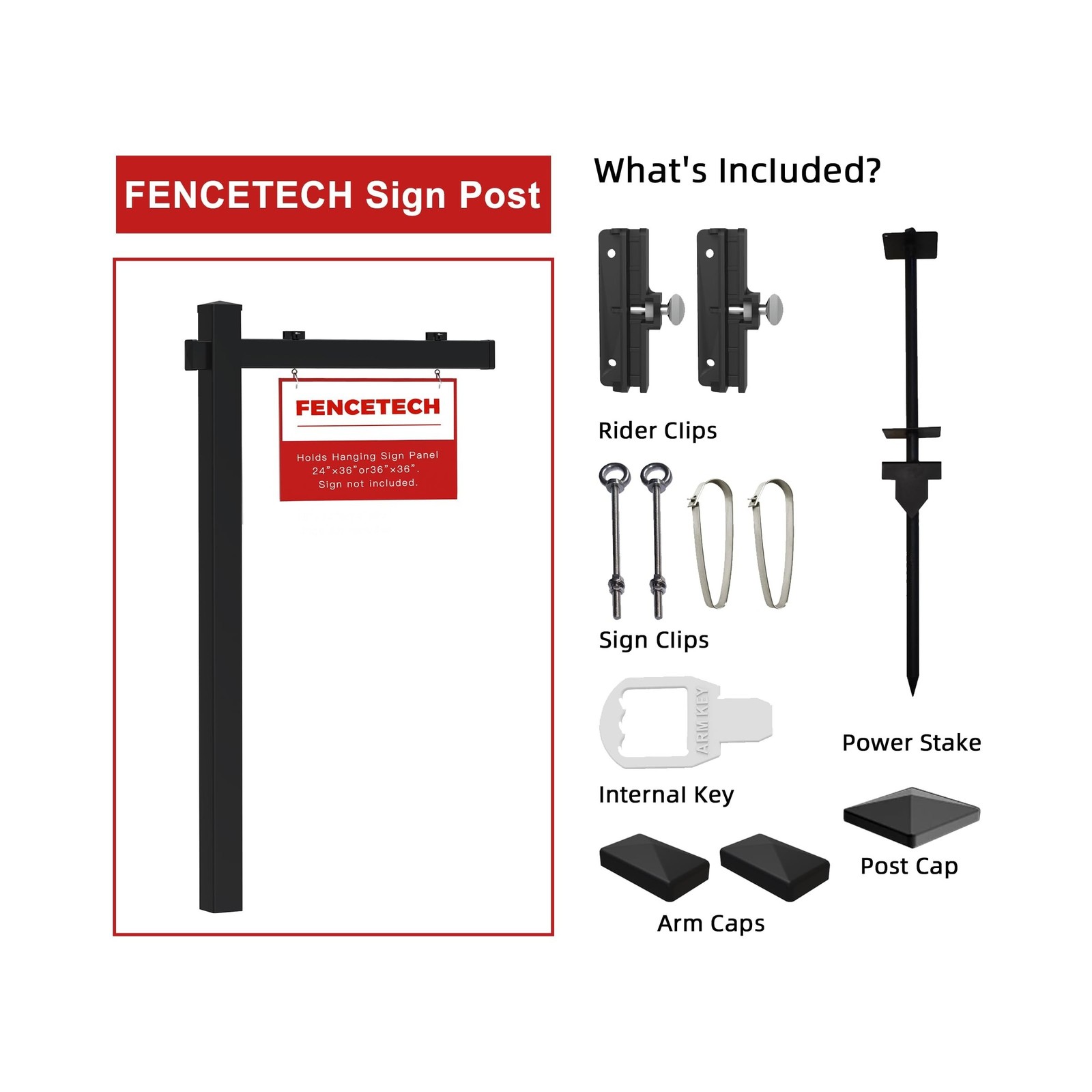 Vinyl PVC Real Estate Sign Post 6' Tall, Realtor Yard Sign Post, 47" Arm Hold…