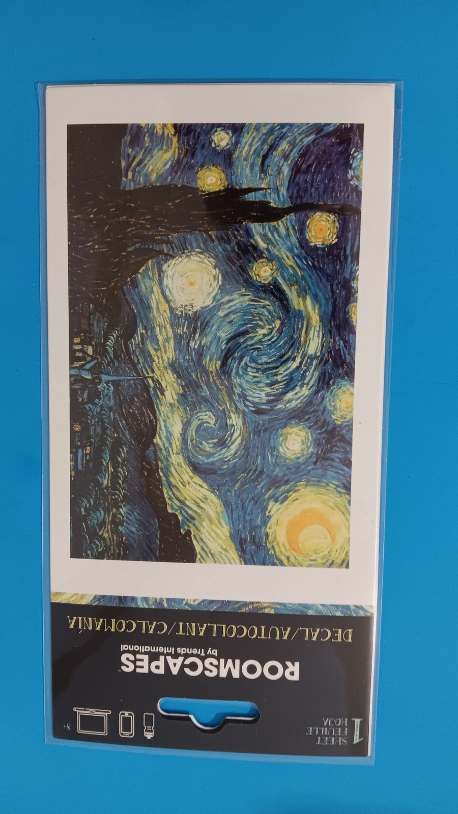 ROOMSCAPES Wall Decal Van Gogh Starry Night Reproduction Self Stick Decal Indoor