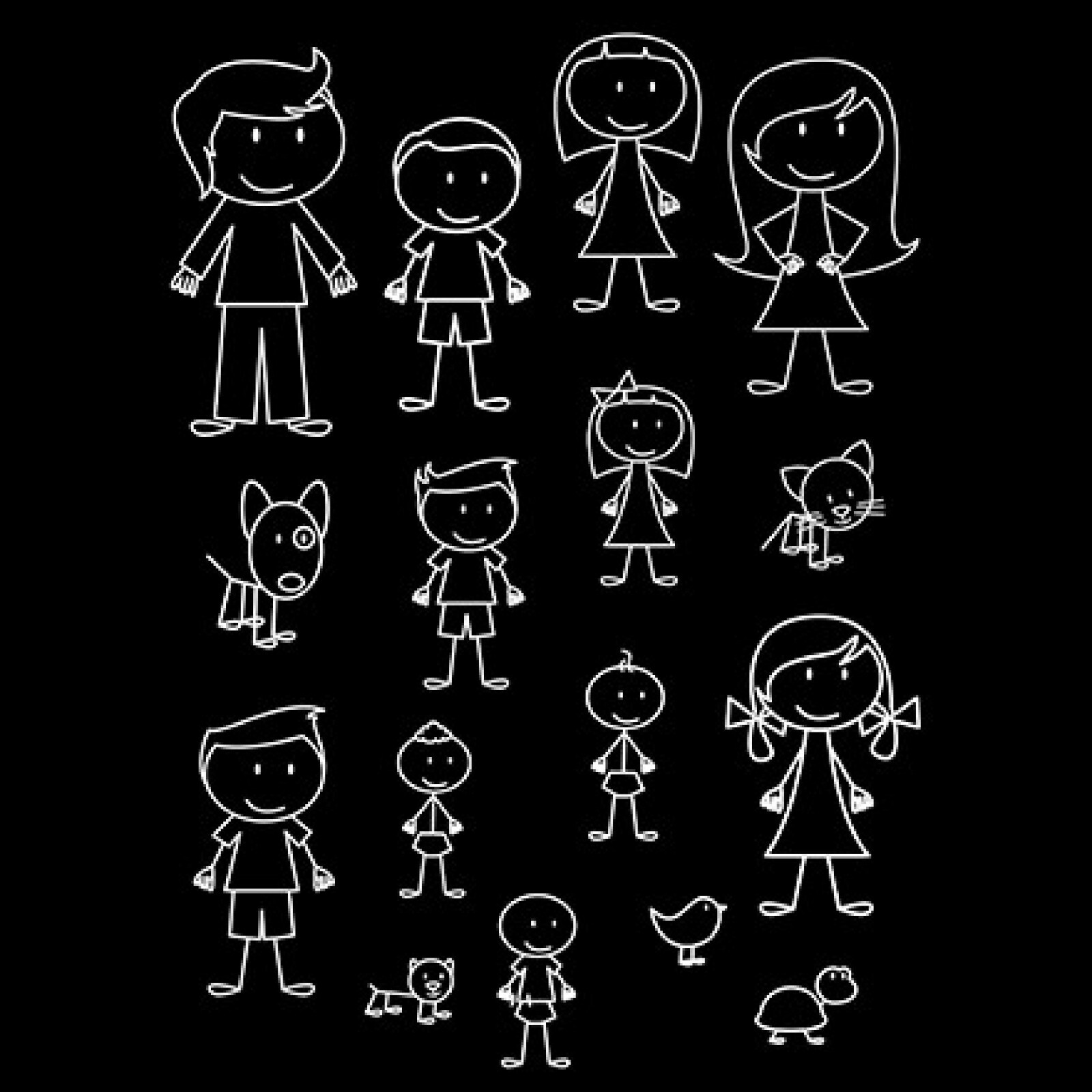NEW! High Quality! Set of 40 Stick Family Vinyl Decal Sticker Car Window Wall