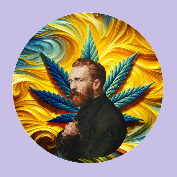 Cannabis Sticker Van Gogh Weed Leaf Design 420 UV Safe Pot Marijuana Ganja Stone