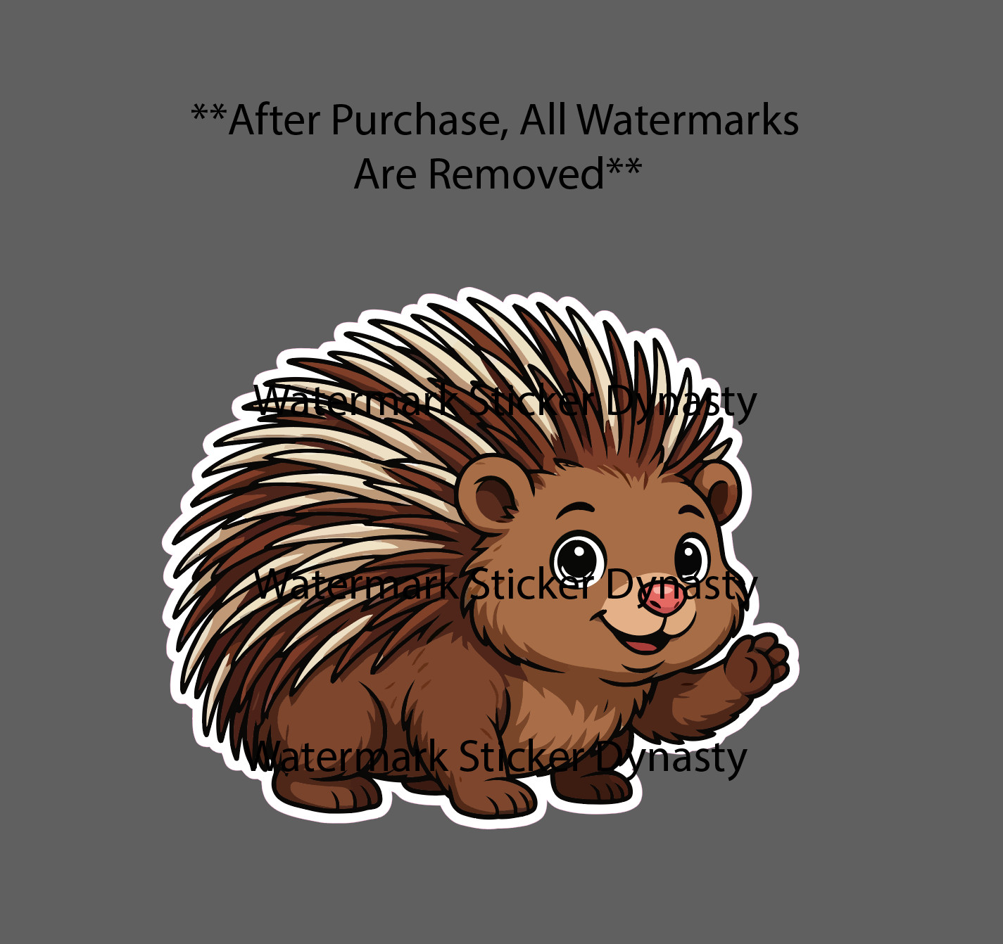Porcupine Sticker Waterproof Decal Animals Wildlife Cartoon Cute Gift NEW