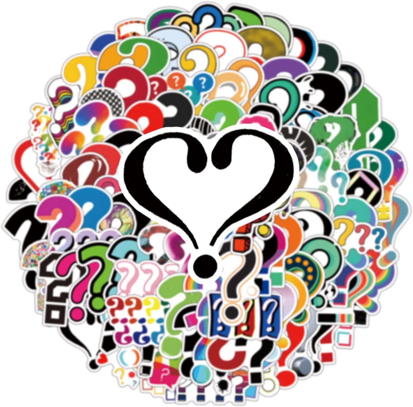 120pcs Question Mark Stickers Vinyl Waterproof Aesthetic Cartoon Decals Red