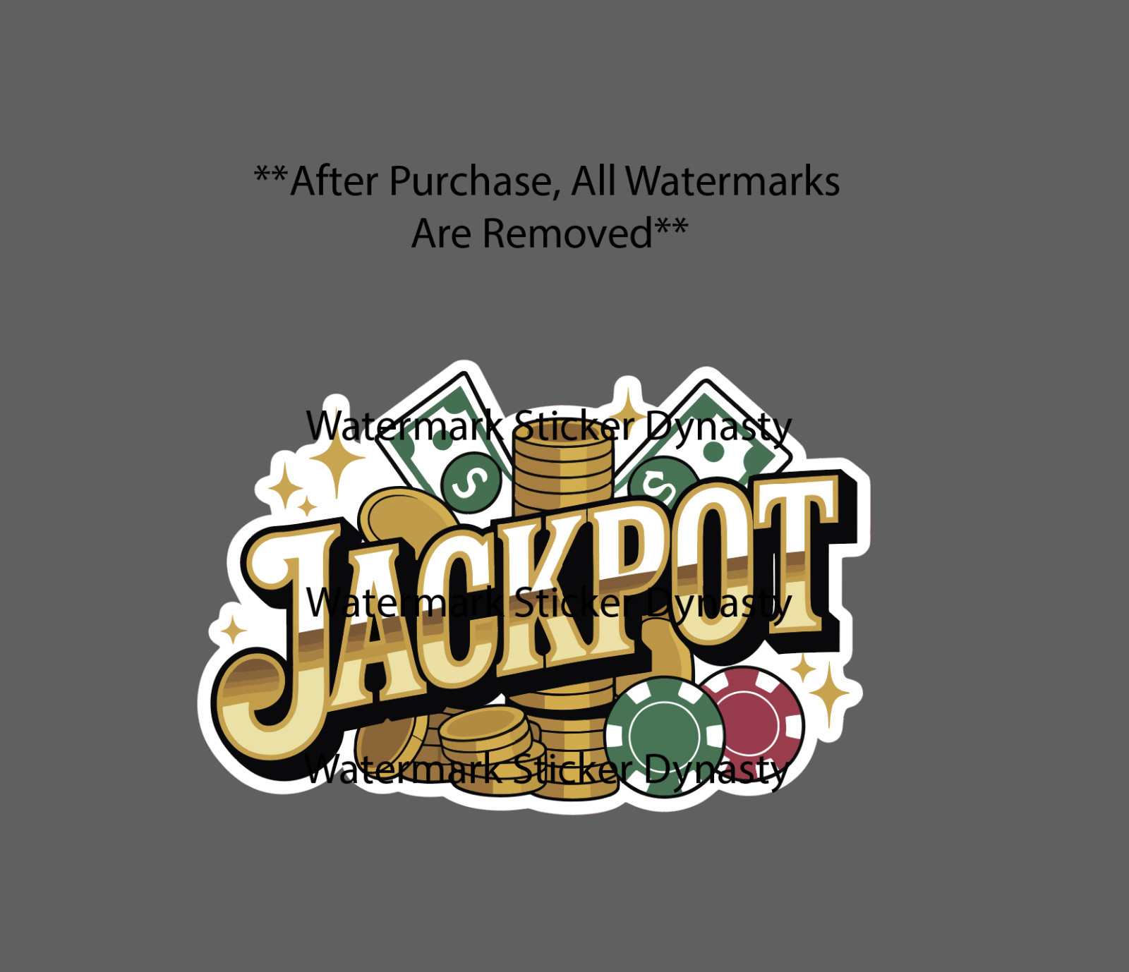 Jackpot Sticker Waterproof Decal Casino Chips Money Cash Gold Gift NEW