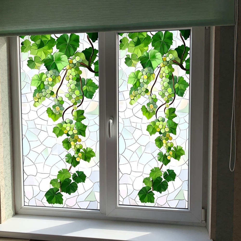 Window Film Elegant Foliage Design PVC Static Cling for Residential Use