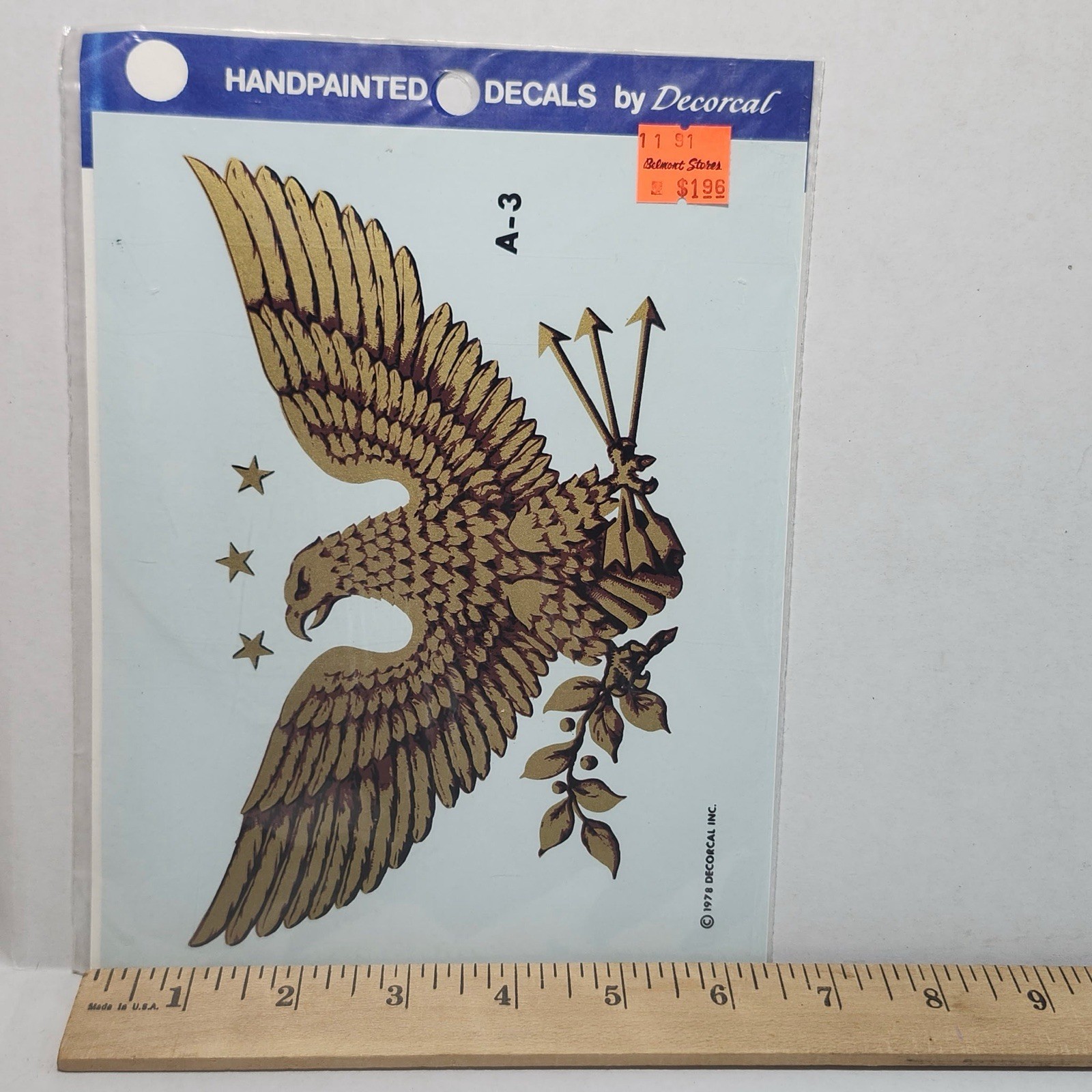 Hand painted Decal By Decorcal A-3 Vintage 1978 Eagle America Stars New Sealed
