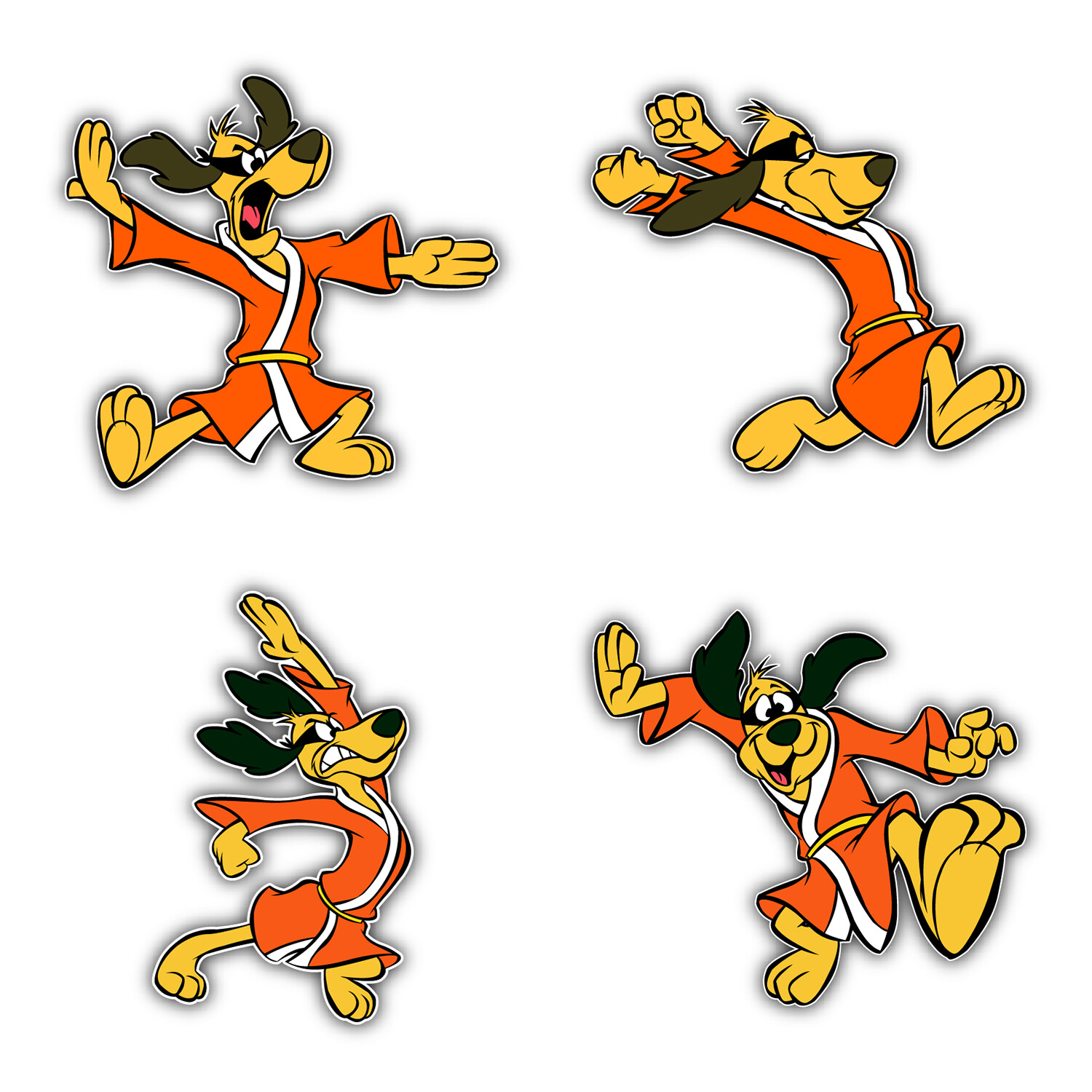 Hong Kong Phooey Cartoon Set Of 4 Vinyl Sticker Decal – 5" longer side ID:3