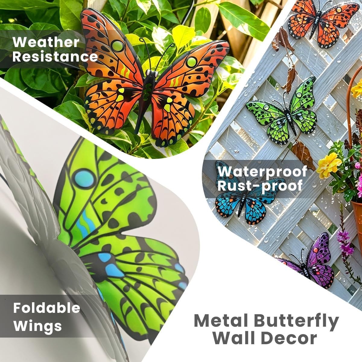 Durable & Colorful Metal Butterfly Wall Art – 4-Pack for Indoor/Outdoor