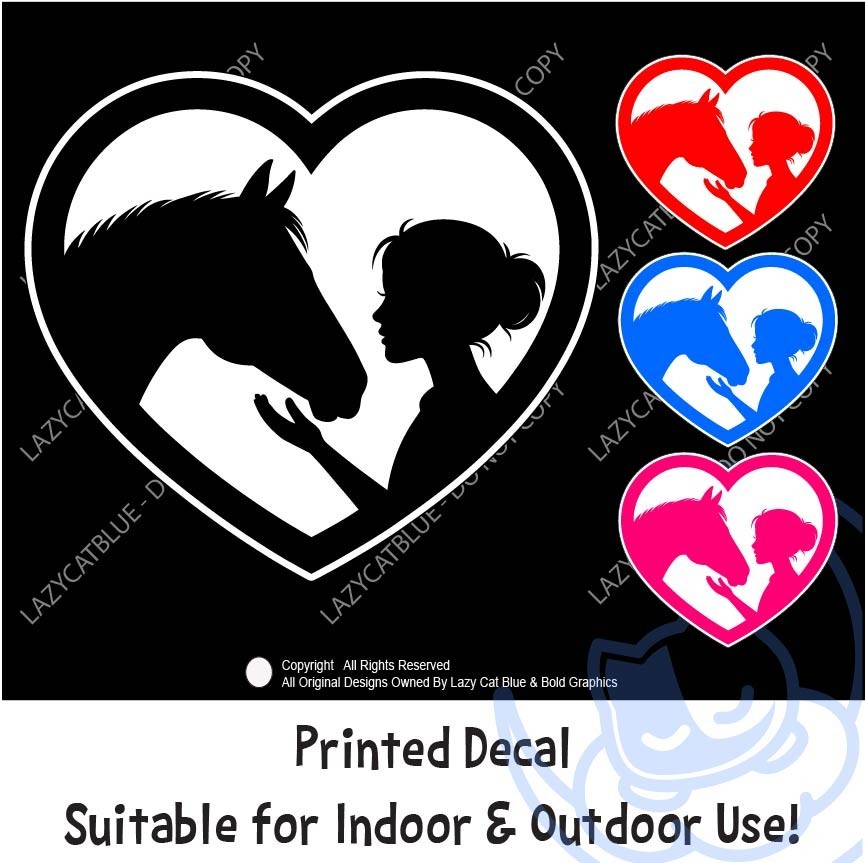 Horse & Girl Heart Decal Sticker Love Cowgirl Trail Show Ride Country Western