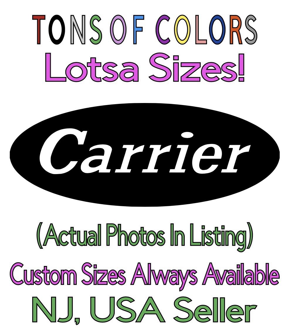 Carrier HVAC Die Cut Vinyl Decal Heating Cooling Plumbing Trades Blue Collar Van