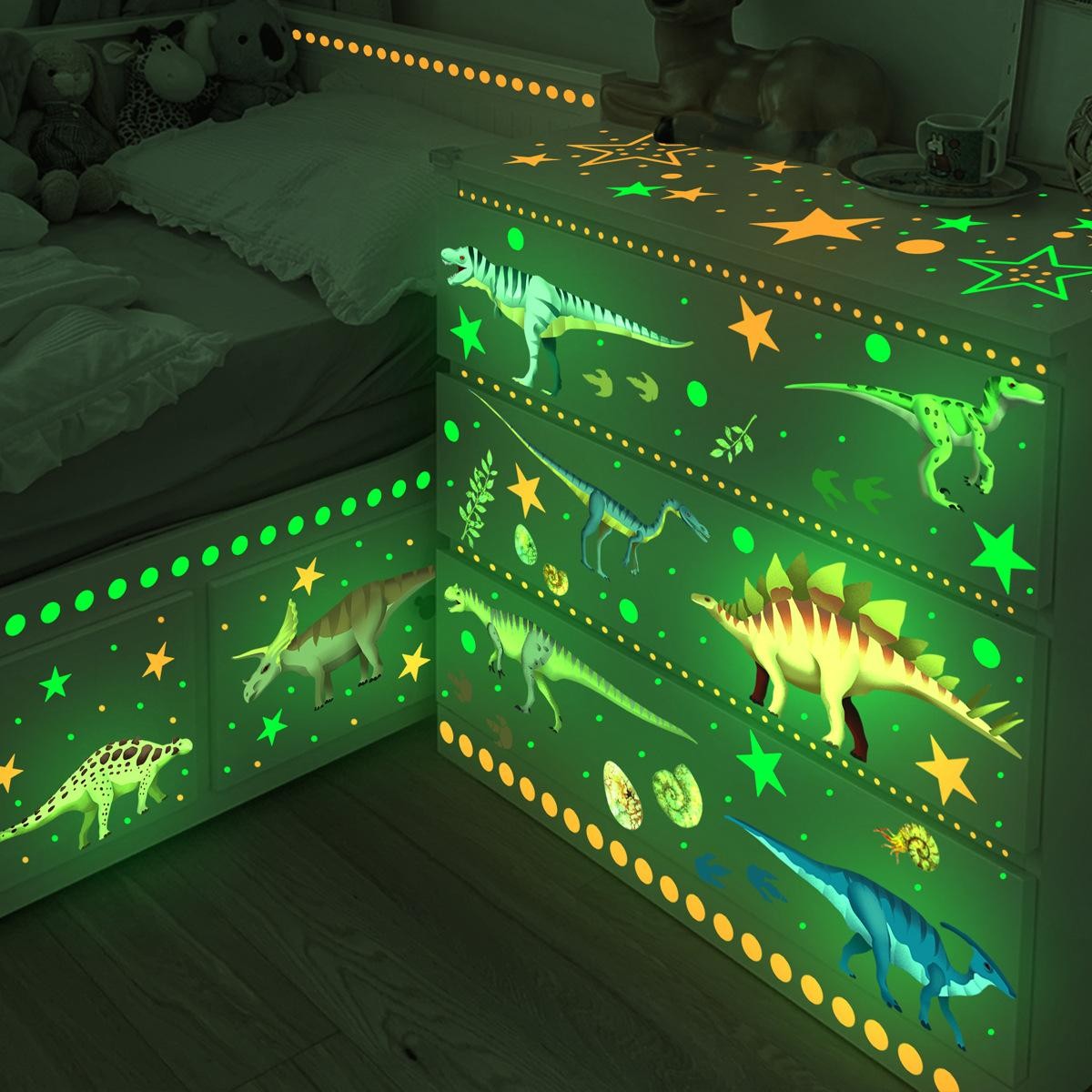 Glow-in-dark Dino Wall Decals – Removable, Luminous, Fun & Easy to Apply