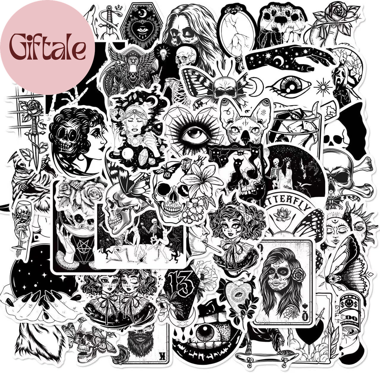 200 Pcs Horror Goth Decor Stickers Bulk.Goth Accessories.Cool Skull Horror Stick