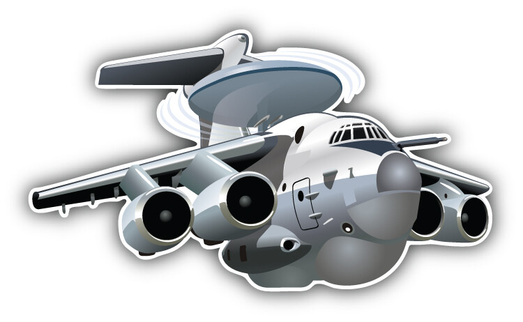 Cartoon Awacs Plane Il 76 Mainstay Car Bumper Sticker Decal