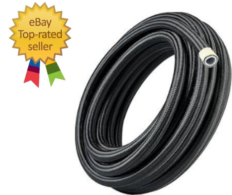 10AN PTFE Fuel Hose Line, AN10 Fuel Line E85 Nylon Braided 20FT Black