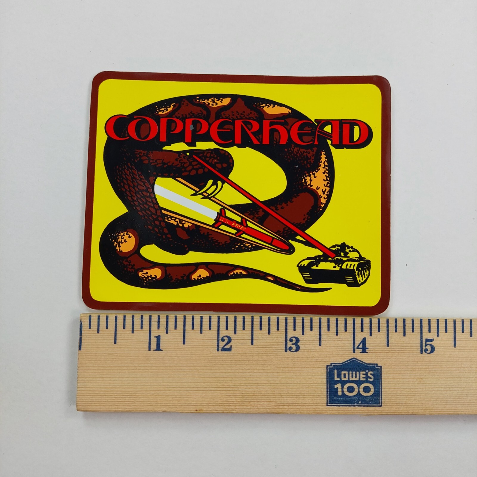Vintage Sticker Decal Copperhead Military Tank Missile Snake Adhesive 4.5"x3.5"