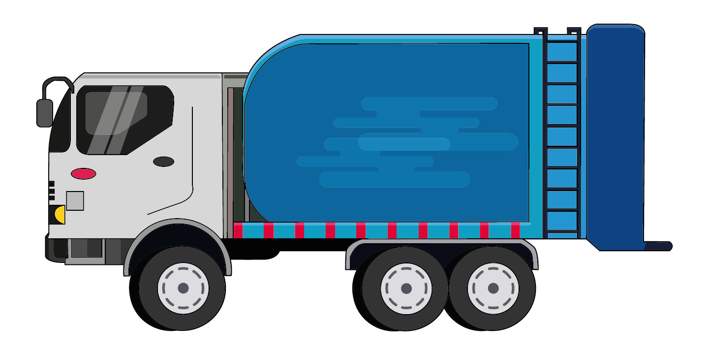 Vinyl Multicolored Solid Waste Collection Vehicle Cartoon Design Home Wall Decal