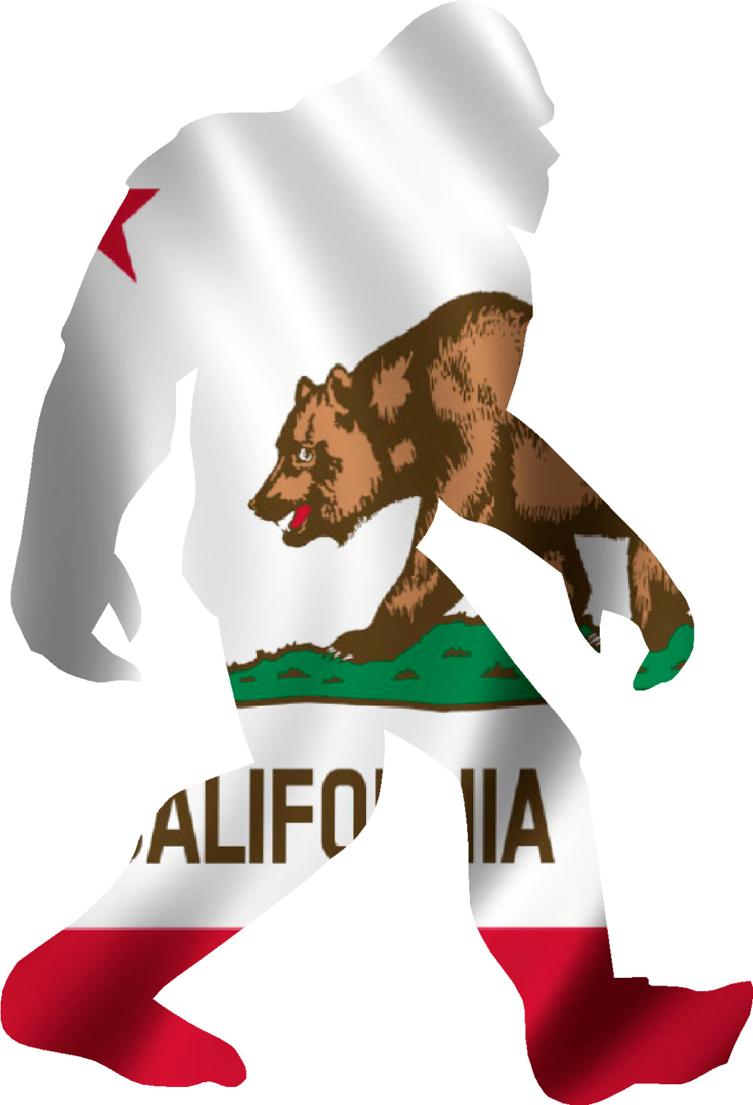 Bigfoot California Flag – 3.75" x 5.5" Vinyl Decal Sticker ebn-sp1694