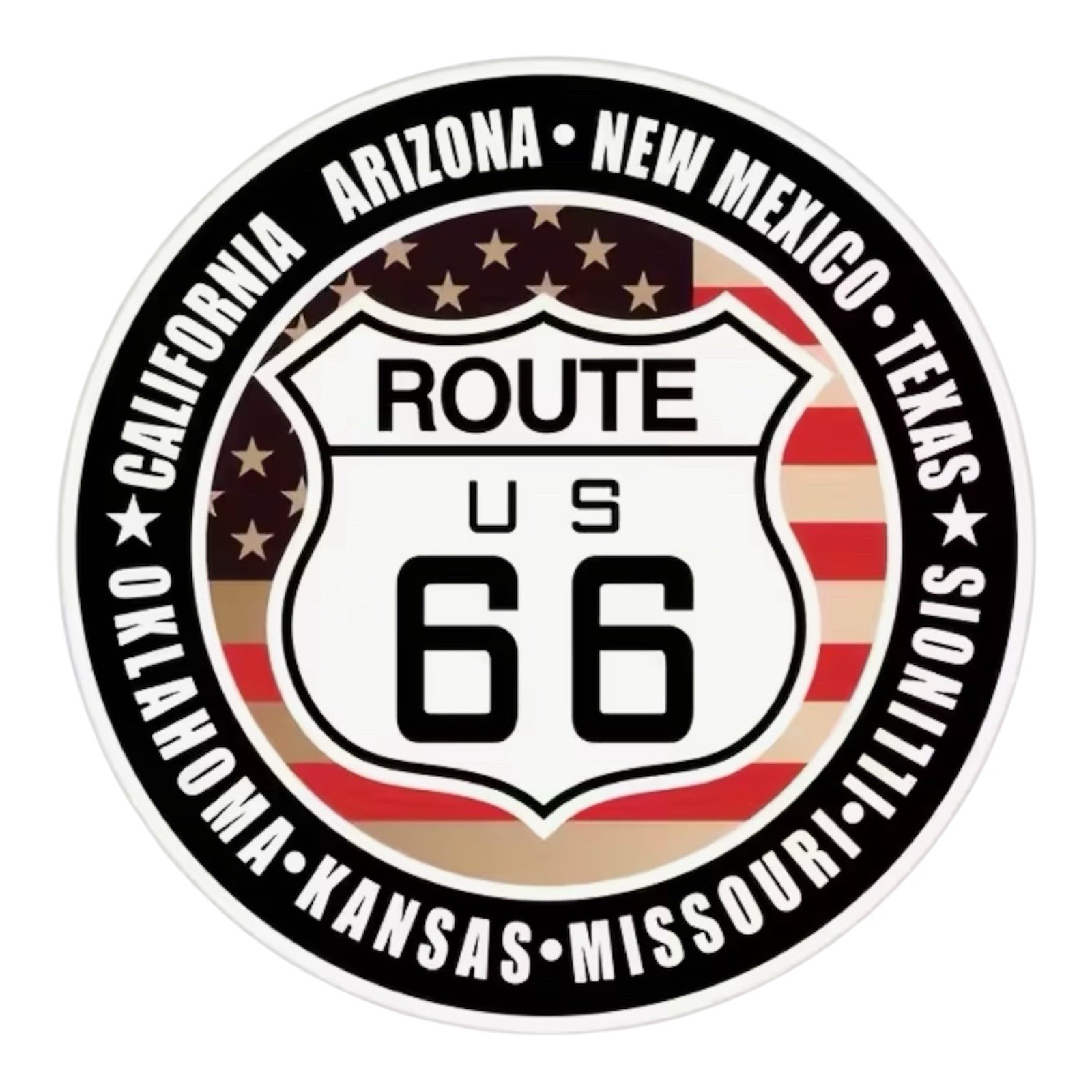 US ROUTE 66 STATES 3” INCH ROUND VINYL DECAL STICKER 1PC