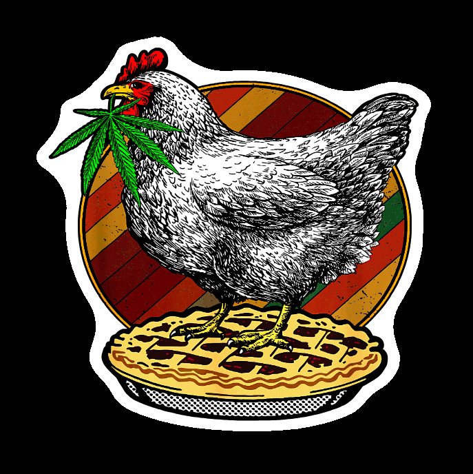 Weatherproof Chicken Pot Pie Weed Stickers Vinyl Decal Added Layer UV Safe Humor