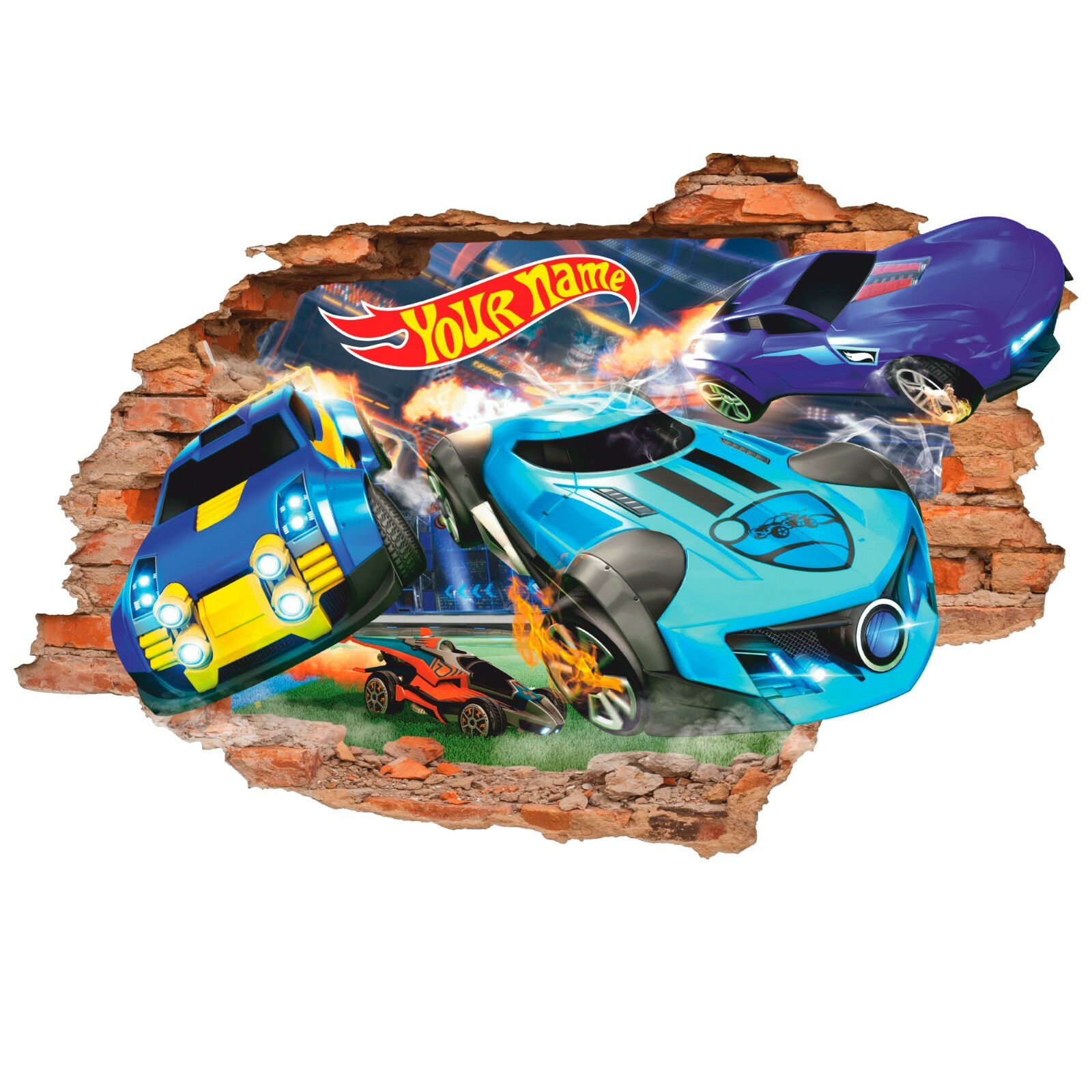 Hot Cars Personalized 3D Wall Decal, Toys Wall Sticker, Cars, Decor